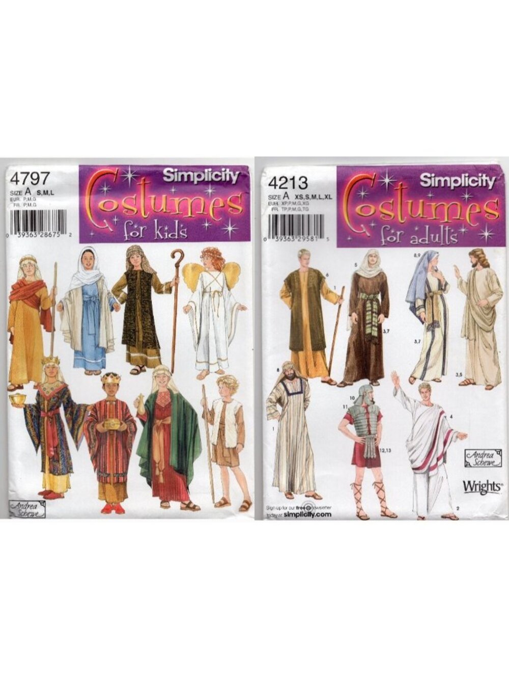 Simplicity 4213 4797 Nativity Costume Patterns Kids or Adults Andrea Schewe FF